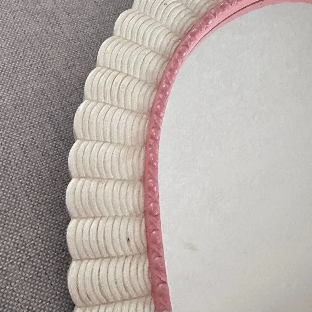 Vintage Heart-Shaped White and Pink Wall Mirror